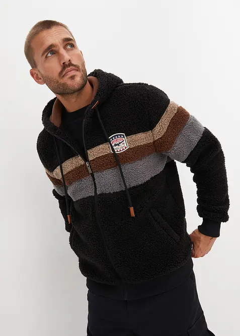Teddyfleece-jakke med hette, bonprix