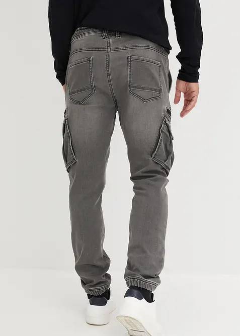 Regular Fit-denimjoggers med cargolommer, Straight, bonprix