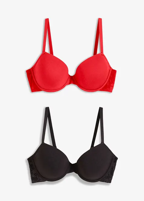 Vattert BH med spiler og økologisk bomull (2-pack), bonprix