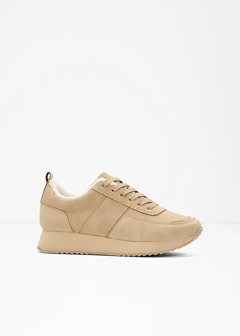 Platåsneakers med fôr, bonprix