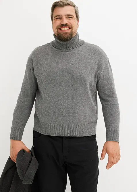 Genser med høy hals og resirkulert bomull, Loose Fit, bonprix