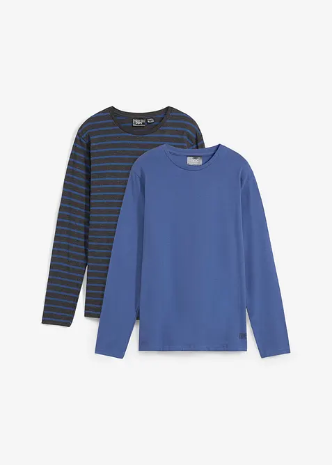 Langermet topp i 100% økologisk bomull (2-pack), bonprix
