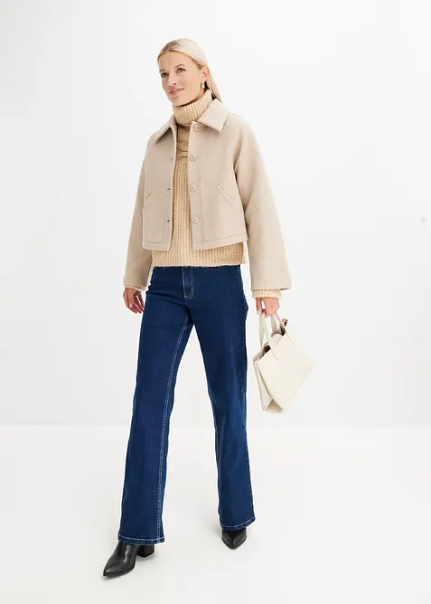 Wide Leg-jeans High Waist, &oslash;kologisk bomull, bonprix