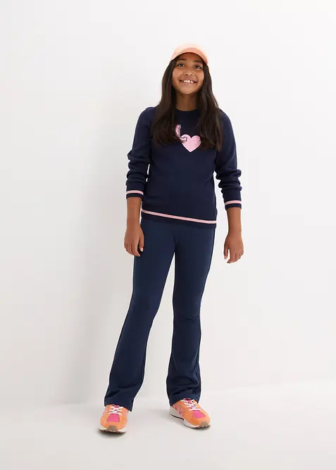 Jerseybukse med utsvingte ben og flosset innside, bonprix