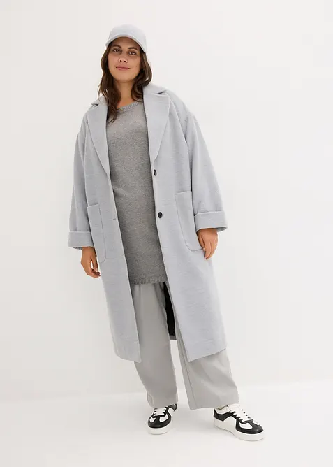 Lang finstrikket genser i viskosemiks med splitter i siden, bonprix