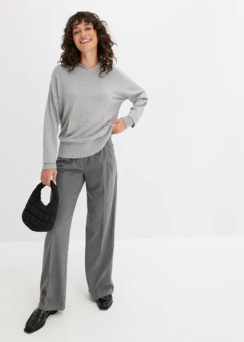 Strikket hettegenser i viskosemiks med kengurulomme, bonprix