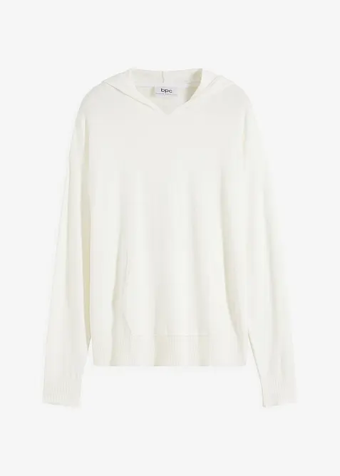 Strikket hettegenser i viskosemiks med kengurulomme, bonprix