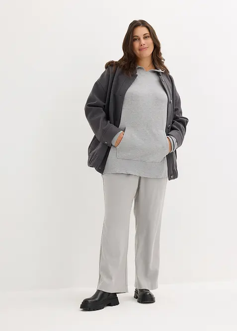 Strikket hettegenser i viskosemiks med kengurulomme, bonprix