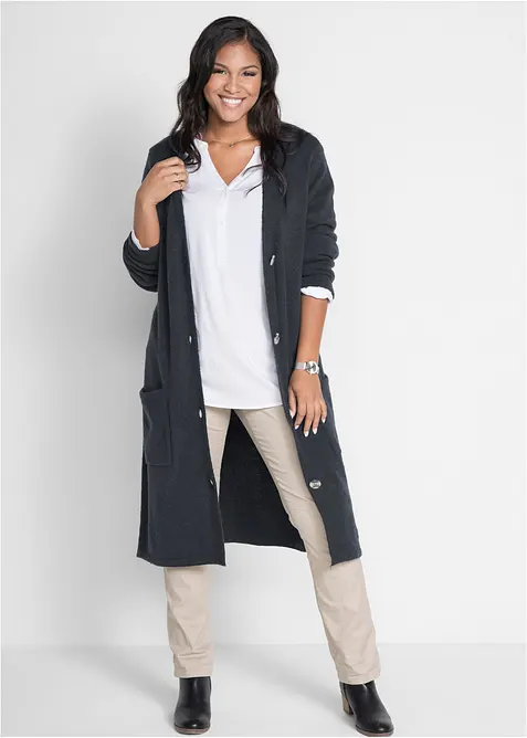 Strikket kåpe med påsatte lommer, bonprix