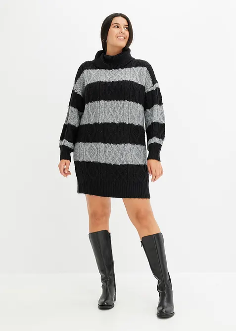 Strikket kjole med stripemønster, bonprix