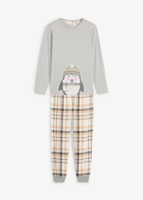 Pyjamas med flanellbukse for barn (2-delt sett), bonprix