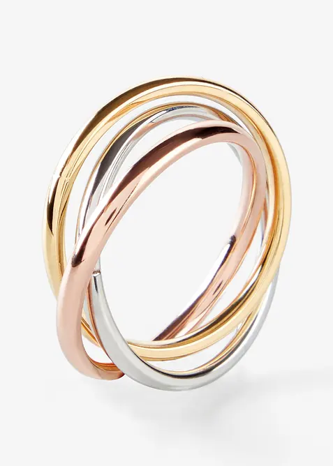 Trefarget, viklet ring i rustfritt stål, bonprix