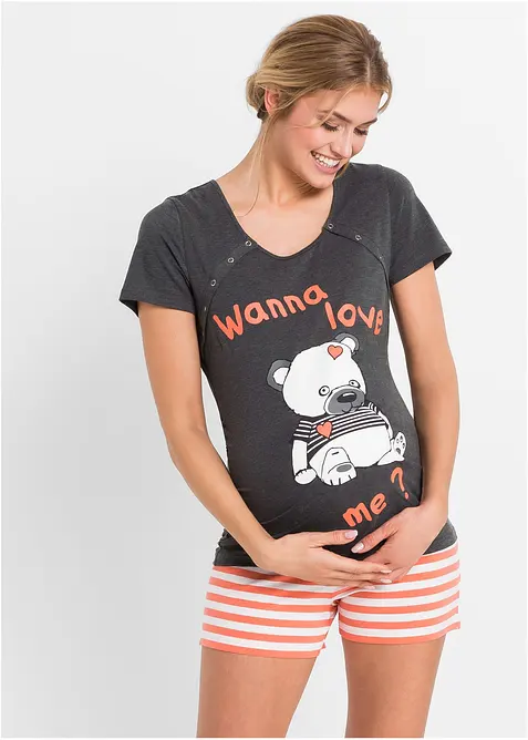 Kort mamma-pyjamas med økologisk bomull, bonprix