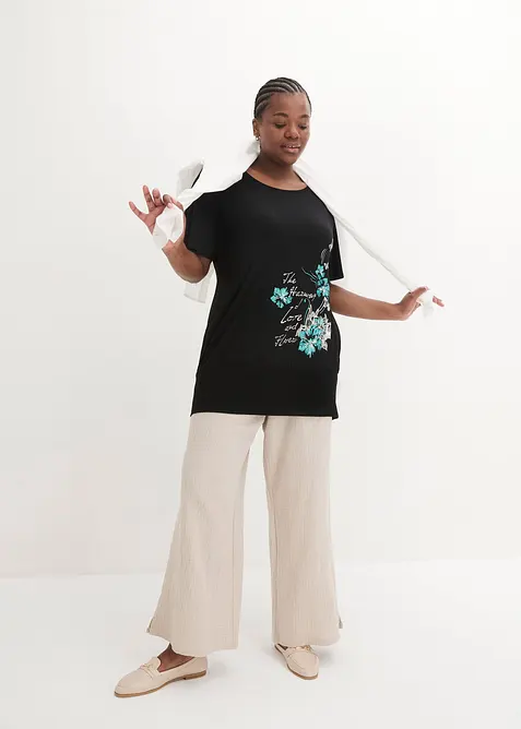 Topp med U-båthals, kort arm, bonprix