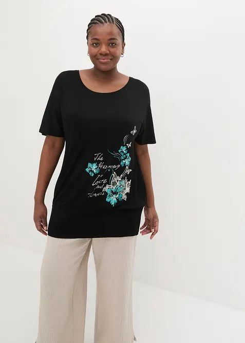 Topp med U-båthals, kort arm, bonprix