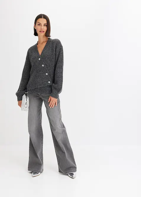 Grovstrikket jakke av myk ullmiks, bonprix