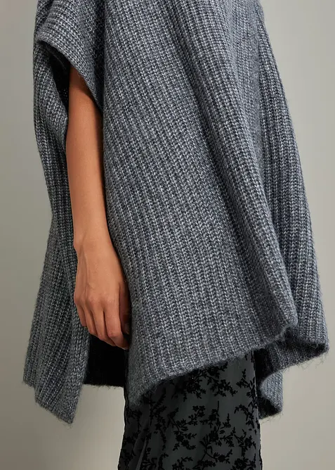 Poncho-genser med ullandel, bonprix