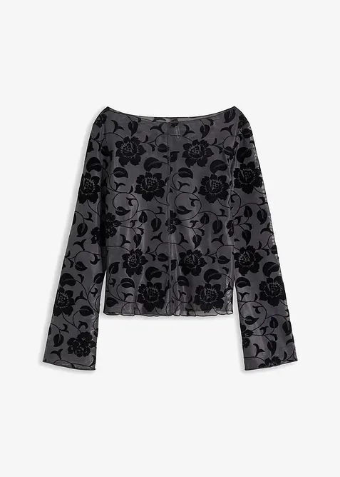 Lett transparent, langermet topp, bonprix