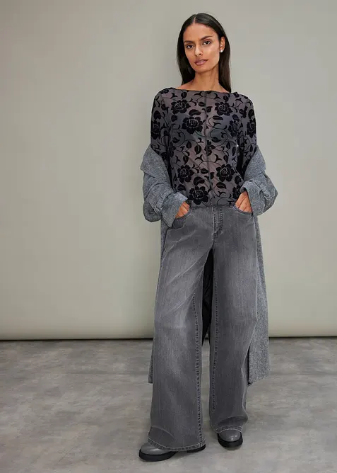 Lett transparent, langermet topp, bonprix