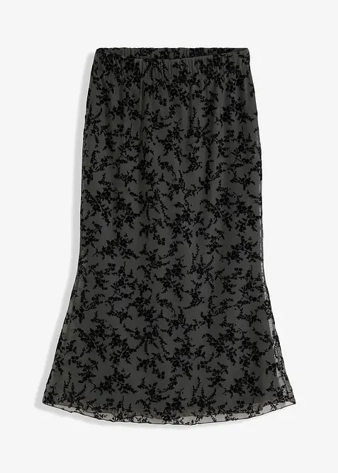 Midiskjørt i delikat mesh, bonprix