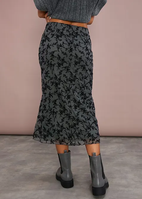 Midiskjørt i delikat mesh, bonprix