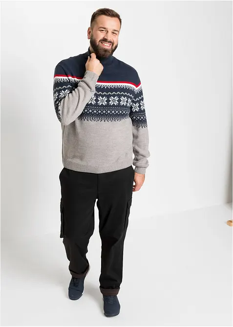 Genser med høy hals og koftemønster, bonprix