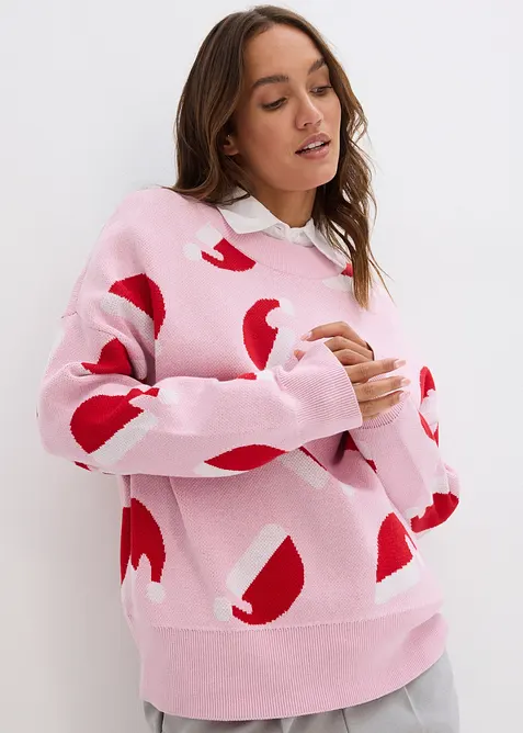 Oversized, finstrikket genser med rund hals, bonprix