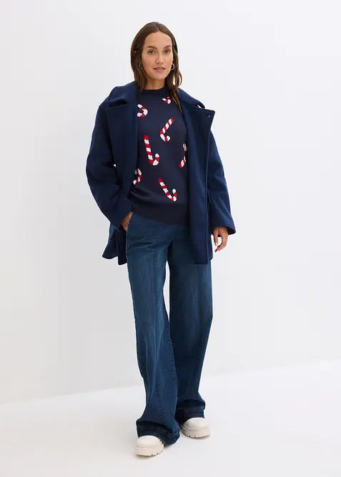 Oversized, finstrikket genser med rund hals, bonprix