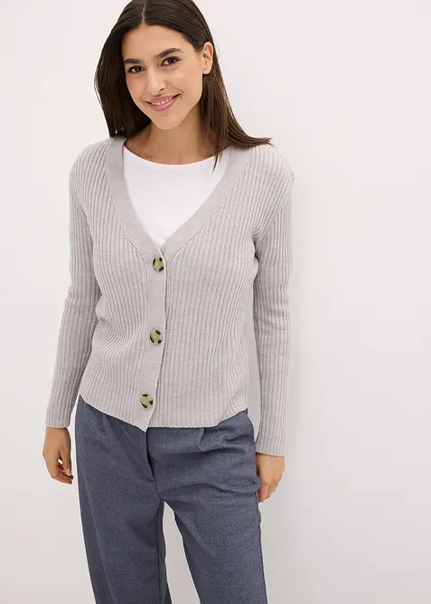 Ribbestrikket cardigan, bonprix