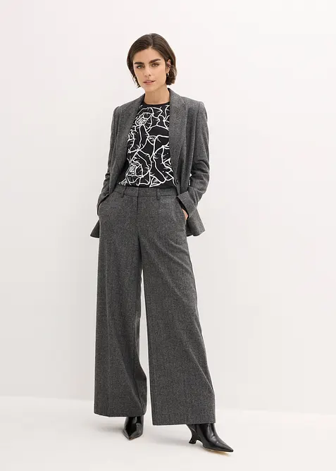 Langermet topp med rosetrykk, bonprix