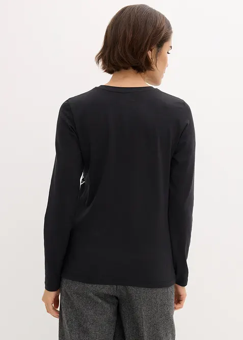 Langermet topp med rosetrykk, bonprix