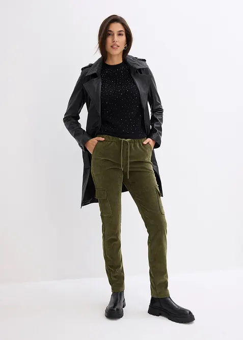 Slip on-bukse i cordfl&oslash;yel, bonprix