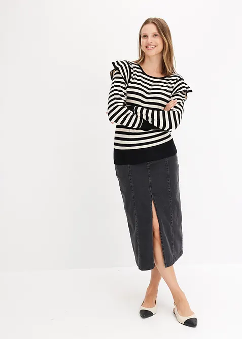 Finstrikket genser i myk viskosemiks, bonprix