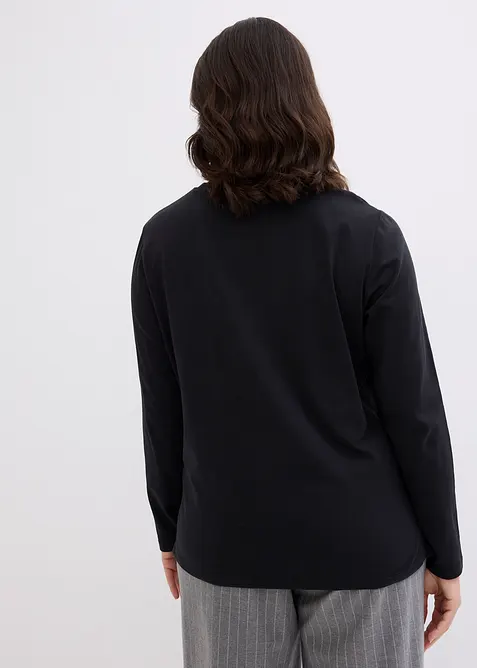 Langermet topp med rosetrykk, bonprix