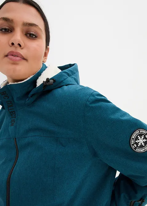 Lang, vanntett funksjonsjakke med piléfleece, bonprix