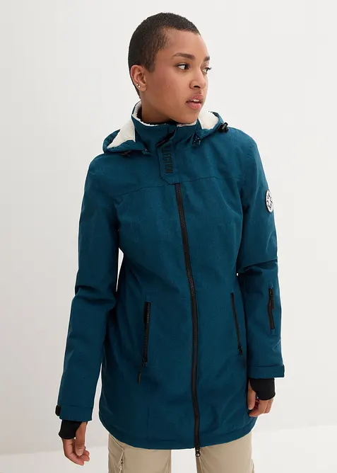 Lang, vanntett funksjonsjakke med piléfleece, bonprix