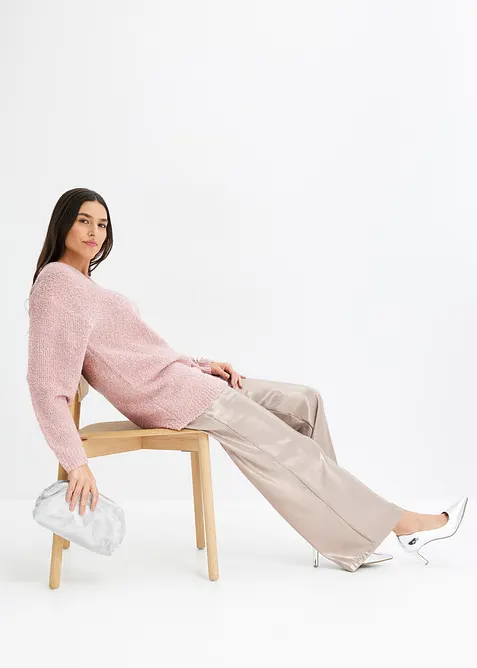 Grovstrikket genser med V-hals, bonprix