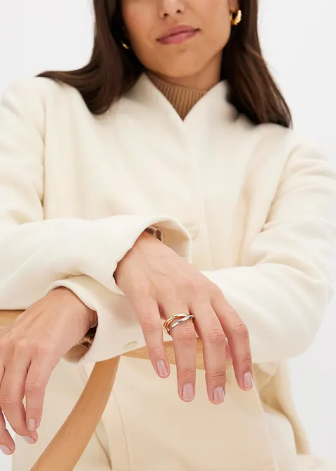 Trefarget, viklet ring i rustfritt stål, bonprix