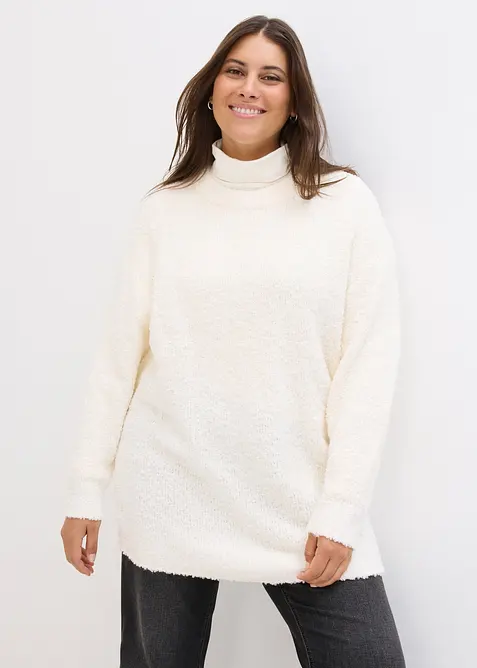 Oversized genser i fluffy garn, bonprix