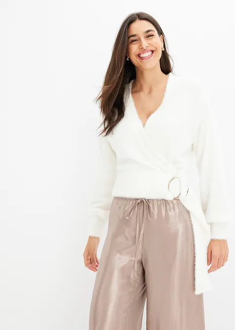 Genser i omslagsmodell med tilbeh&oslash;r, bonprix