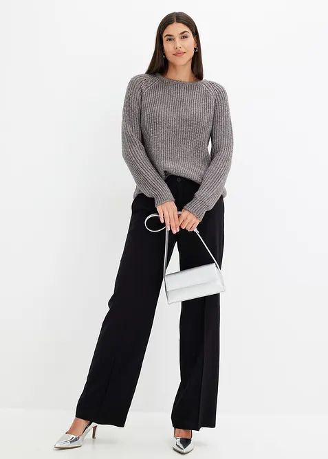 Grovstrikket genser med glansgarn, bonprix