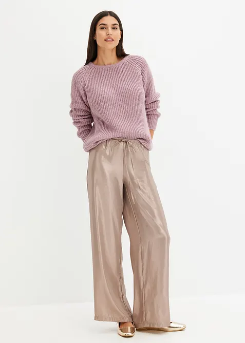 Grovstrikket genser med glansgarn, bonprix