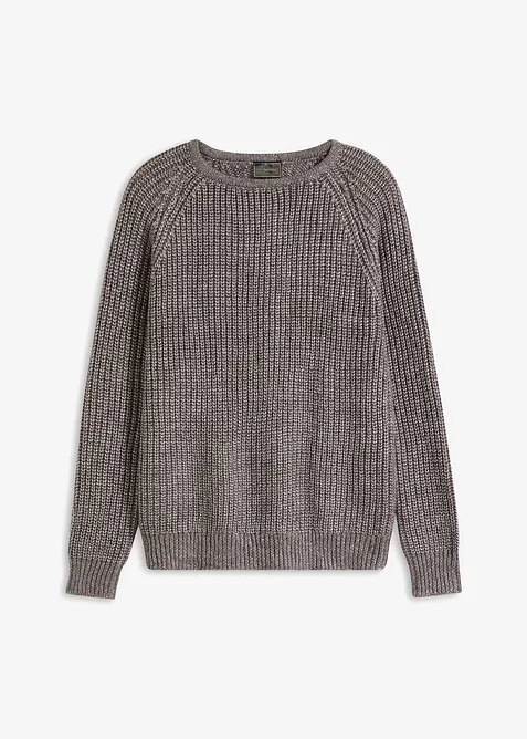 Grovstrikket genser med glansgarn, bonprix