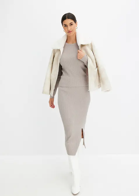 Strikket skjørt i lett viskosemiks, bonprix