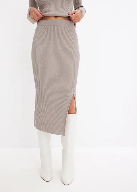 Strikket skjørt i lett viskosemiks, bonprix