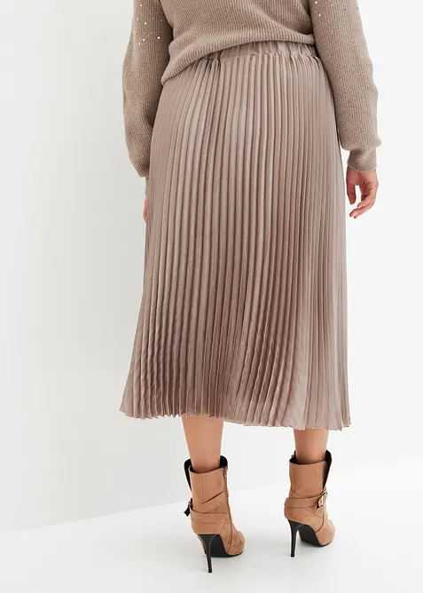 Plissert skj&oslash;rt i tynn sateng, bonprix