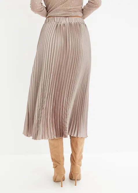 Plissert skj&oslash;rt i tynn sateng, bonprix