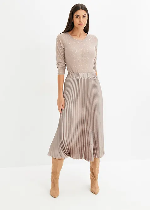 Plissert skj&oslash;rt i tynn sateng, bonprix