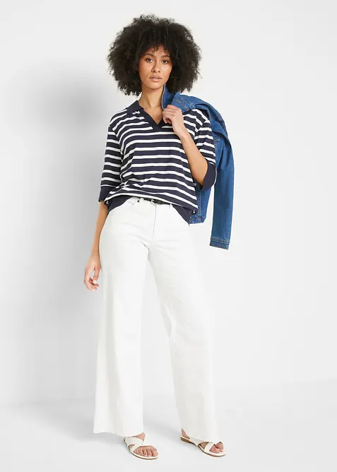 Poloskjorte i viskosemiks, bonprix