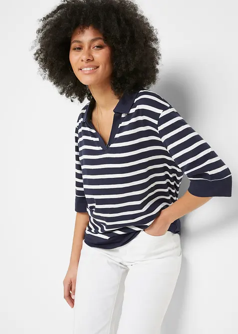 Poloskjorte i viskosemiks, bonprix